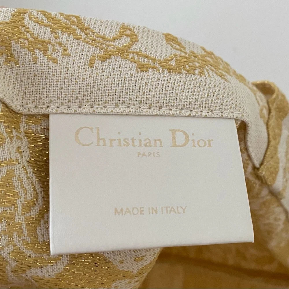 New Christian Dior Made in Italy Gold Metallic Cream Festive Travel Tote Bag - Picture 13 of 14
